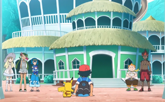 Da esquerda para a direita: Lilie, Mao, Suiren, Mamane e Kaki. Pokémon Sun and Moon.